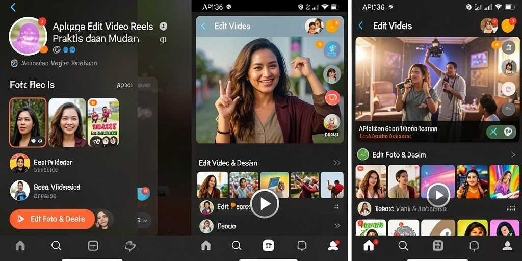 Antarmuka pengguna API36 yang sederhana untuk Edit Video Reels.
