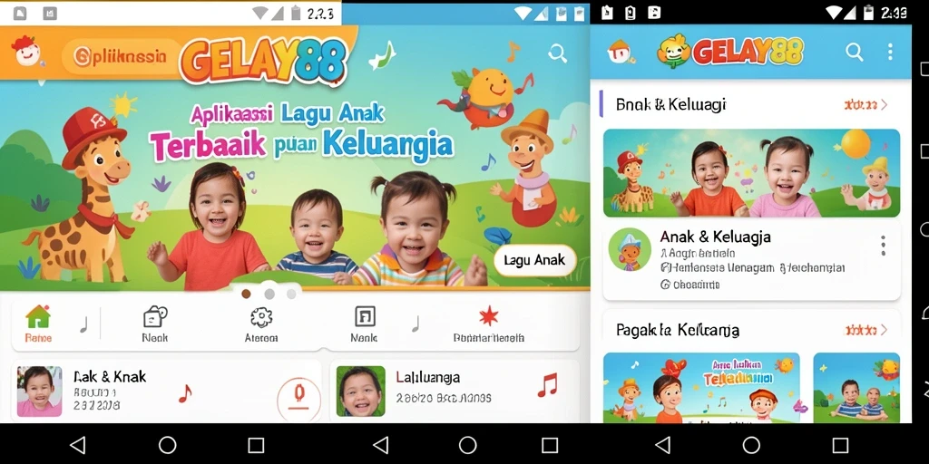 Antarmuka pengguna ramah anak dengan fitur lagu interaktif.