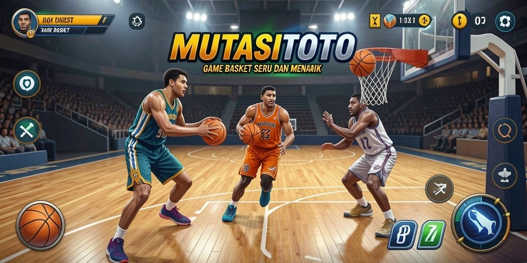 Screenshot MUTASITOTO menampilkan aksi seru di lapangan Basket.