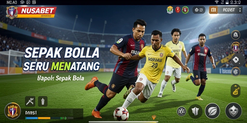 Tampilan antarmuka NUSABET yang menawan dengan elemen Sepak Bola.