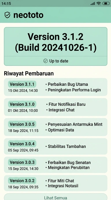 Riwayat Versi neototo untuk Pengguna Android